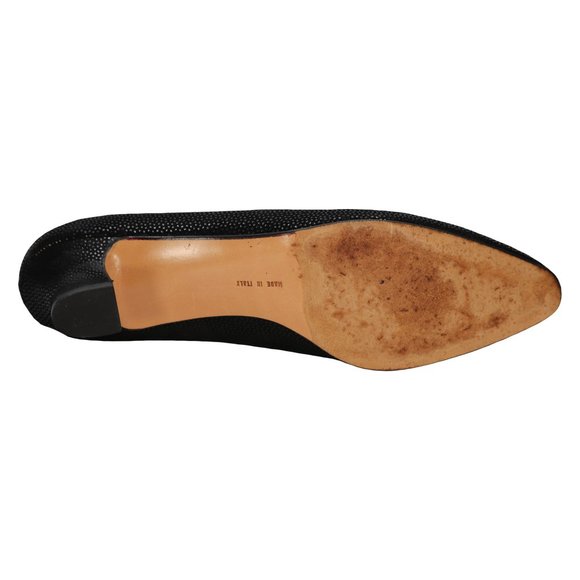 Salvatore Ferragamo Black Pebble Design Heels-10.5 - Picture 7 of 7